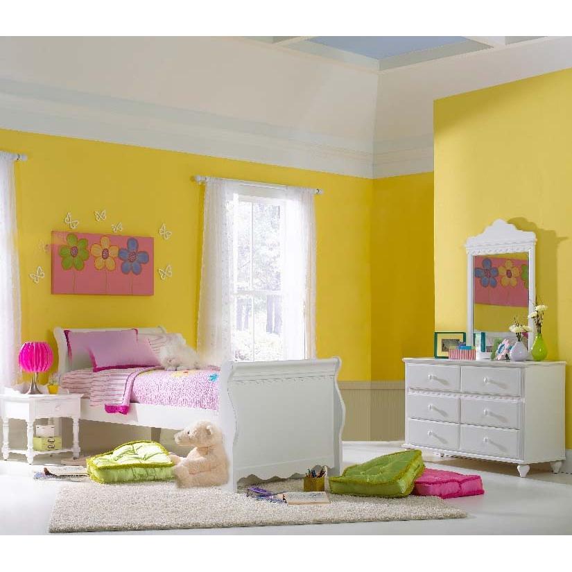 Hillsdale White Twin Size Bed, Nightstand, Dresser, & Mirror Set - 1528BTWSR4PC