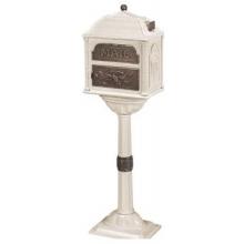 Classic Series High Security Locking Mailbox W/ Pedestal - Almond W/ Antique Bronze