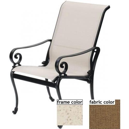 Suncoast Soleil Sling Hi-Back Dining Chair - Pebble Frame And Raku Fabric