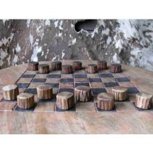 Small Teak Wood Checker Set