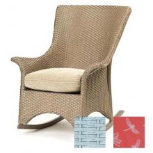 Lloyd Flanders Mandalay Porch Rocker In White Finish And Bimini Coral Fabric.
