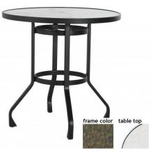 Tribeca 42 Inch Aluminum Round Bar Height Table Glass With River Rock Frame