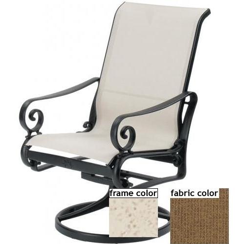 Suncoast Soleil Sling Hi-Back Swivel Tilt Chair - Pebble Frame And Raku Fabric