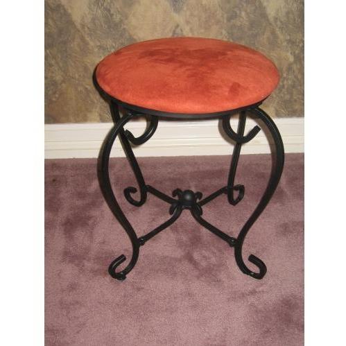 International Caravan Iron Vanity Stool With MicroSuede Seating - Terra Cotta