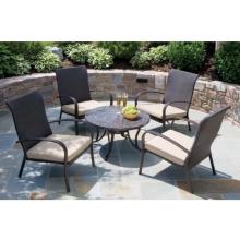 Alfresco Home Terazza Granite Top Outdoor Lounge Set With Cushion - 35.5 Inch Round