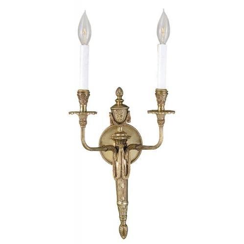 Wall Sconce Two Light Fixture In Honey Brass Finish - 2 Bulbs