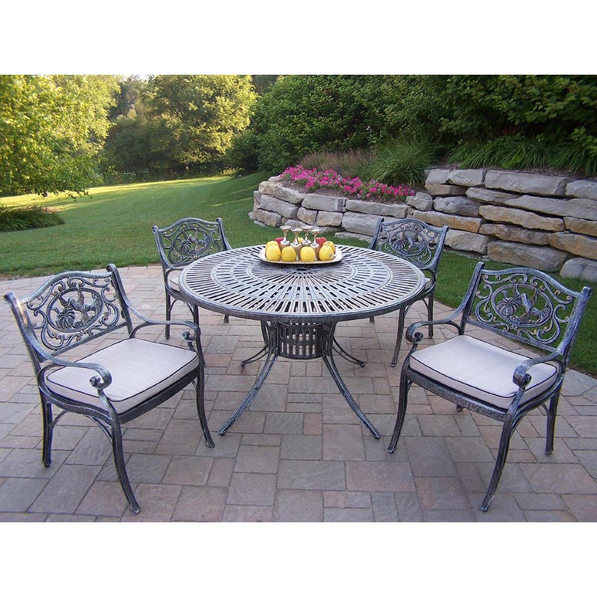 Oakland Living Sunray Hummingbird 5 Piece Dining Set With Cushions - 48 Inch