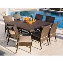 Alfresco Home Vento Glass Top Wicker Outdoor Dining Table Set With Cushions - 60 Inch Square