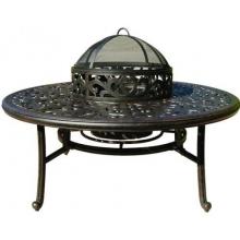 Darlee Series 80 Cast Aluminum Tea Table With Ice Bucket And Fire Pit Insert - 52 Inch Round