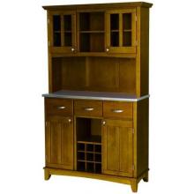 Home Styles Large Buffet Server & Hutch With Stainless Steel Top - Cottage Oak