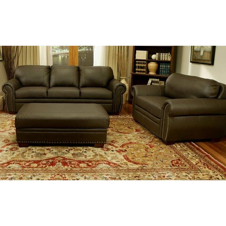 Abbyson Living Signature Premium Italian Leather Oversized Sofa Chair And Ottoman Set