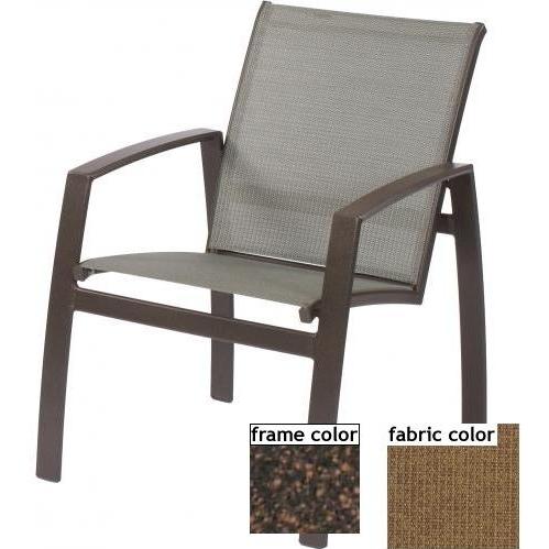 Suncoast Vision Sling Hi-Back Dining Chair - Mahogany Frame And Raku Fabric