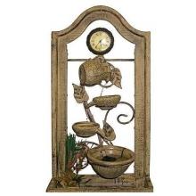 Alpine Wall Fountain With Antiqued Clock
