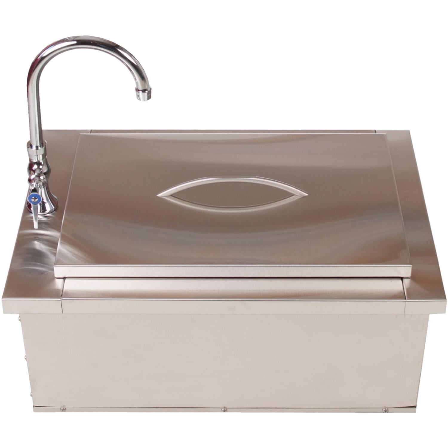 BBQ Guys Drop In Bar Sink With Faucet & Condiment Holders 