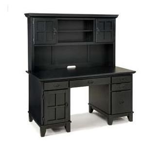 Home Styles Arts And Crafts Pedestal Desk With Hutch - Ebony