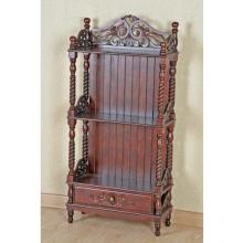 International Caravan Carved Wood Two-Tier Shelf With Drawer