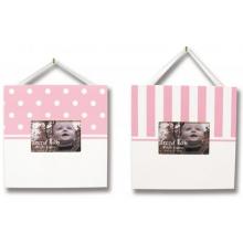 Dots And Stripes Frame Set-White/Pink
