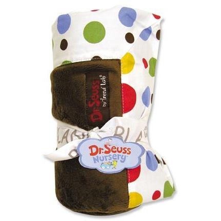 Embroidered Dr Seuss ABC Framed Velour Receiving Blanket - ABC Dots