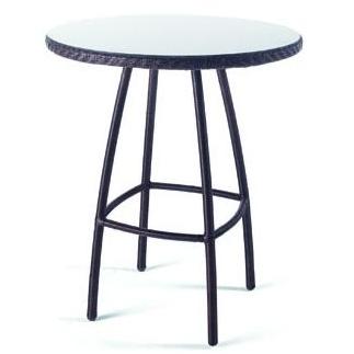 Domus Ventures Dawn Resin Wicker Round Bar Table With 36 Inch Glass Top