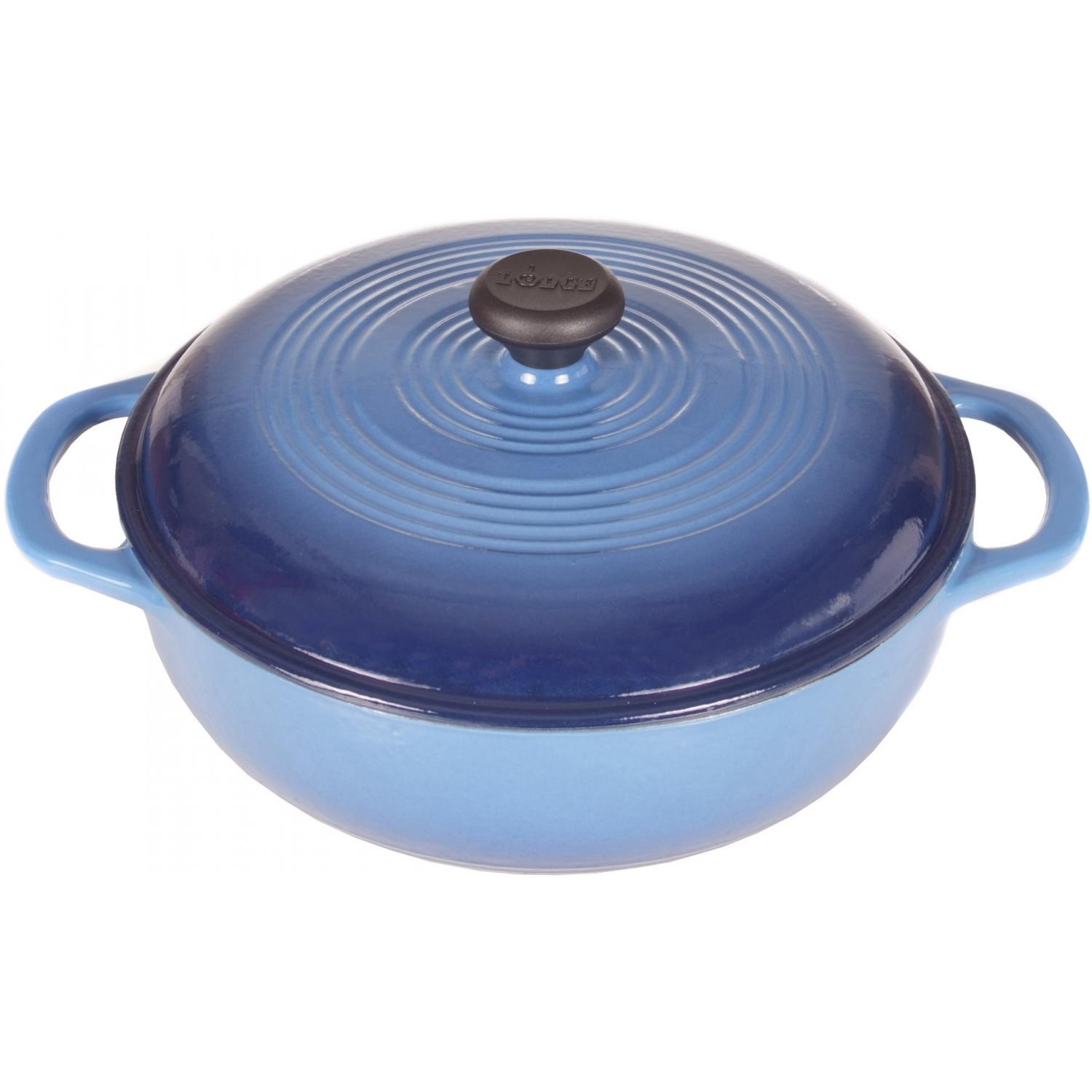 Lodge Dutch Ovens 3 Quart Caribbean Cast Iron Enamel Dutch Oven, Gradated Blue - EC3D33