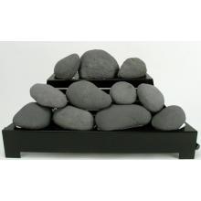 Rasmussen 24 Inch Dark Grey ALTERNA See-Thru Vent Free Natural Gas FireStones With Black Chassis And Remote Ready Safety Pilot Control