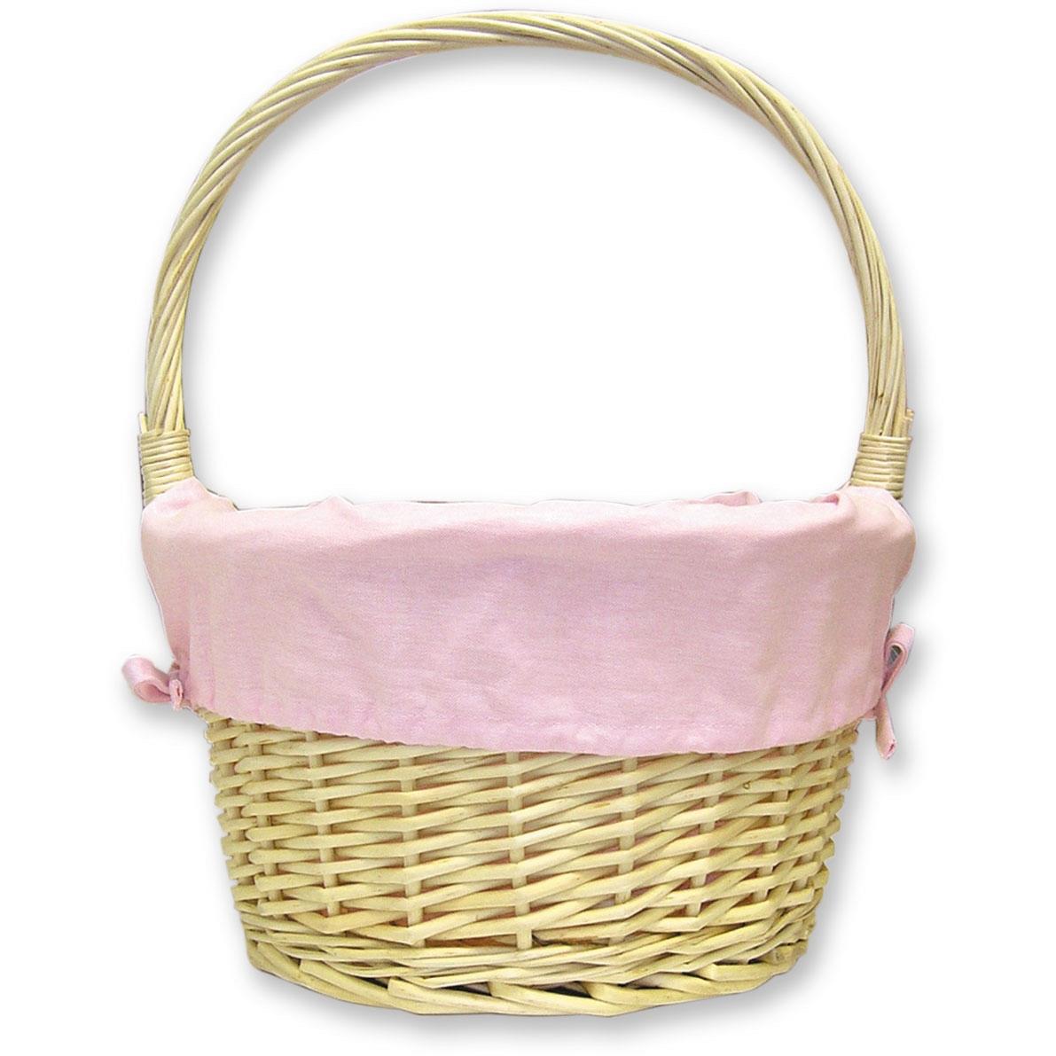 Willow Handle Basket-Pink Chambray Liner