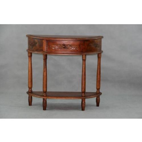 International Caravan Carved Wood Half Moon Hall Table