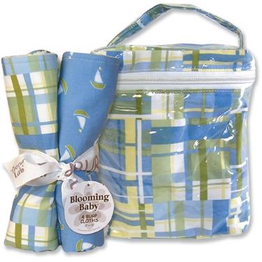 NANTUCKET BLUE BOTTLE BAG AND BURP CLOTH SET