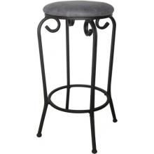 International Caravan 28 Inch Round Iron Barstool With Jave Micro-Suede Cover, Set Of 2 - Grey