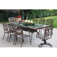 Darlee Florence Cast Aluminum Patio Dining Set With Swivel Rockers And Granite Top Dining Table - 41 X 88 Inch Rectangular