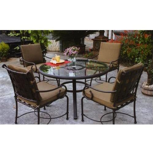 Darlee Malibu Glass Top Aluminum Patio Dining Set With Cushions - 48 Inch Round by Darlee