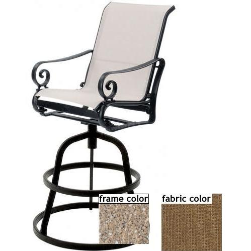 Suncoast Soleil Sling Swivel Barstool - Sahara Frame And Raku Fabric