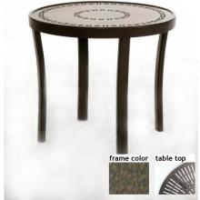 Ellington 24 Inch Aluminum Round Occasional Table - Aluminum Starburst Pattern With River Rock Frame