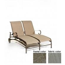 Barcelona Aluminum Double Sling Chaise Lounge With Wheels With Scavo Bronze Frame And A0109 Fabric