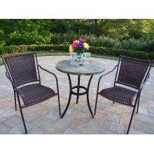 Oakland Living Stone Art Wicker 3 Piece Bistro Set