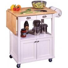 Home Styles Wood Top Kitchen Cart Natural/White