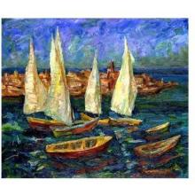 Sails In The Bay Poster Print