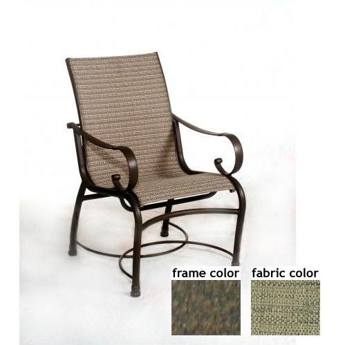 Barcelona Aluminum Low Back Sling Dining Chair With River Rock Frame And A0224 Fabric by Casual Creations