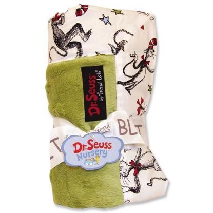 Dr Seuss Cat In The Hat Framed Receiving Velour Receiving Blanket - Green