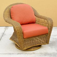 North Cape Port Royal Resin Wicker Swivel Glider Club Resin Wicker Chair - Walnut