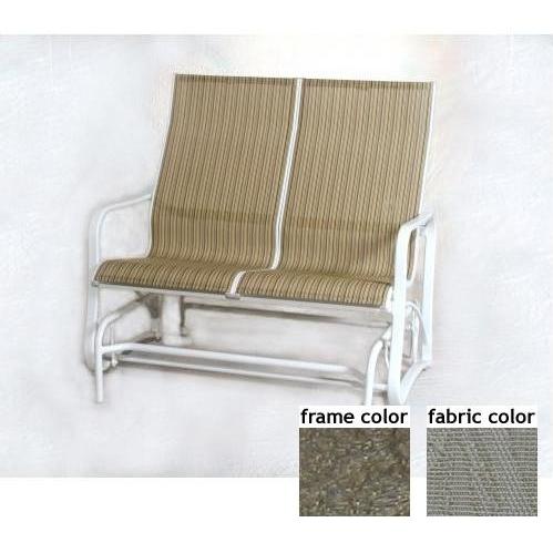 Sunnibay Aluminum Sling Loveseat Glider With Scavo Bronze Frame And A0109 Fabric