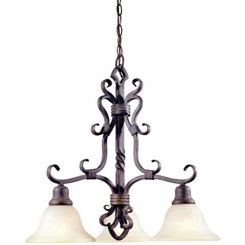 World Imports San Marino Collection Hanging Three Light Fixture In Antique Oak Finish - 3 Bulbs - 8211-35