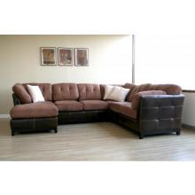 Skene Microfiber With Tufted Leather 4-pcs Sofa Set In Distress Brown