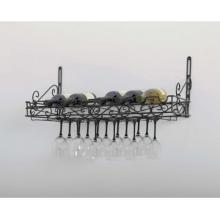 Matt Black Metal Bottle & Glass Wall Wine Rack