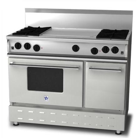 BlueStar Residential Nova Burner Series 48 Inch Stainless Steel Natural Gas Range With 24 Inch Griddle