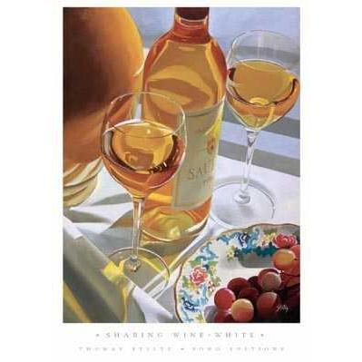 Sharing Wine - White Poster Print