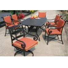 Darlee Laguna Cast Aluminum Patio Dining Set With Cushions - 72 Inch Oblong
