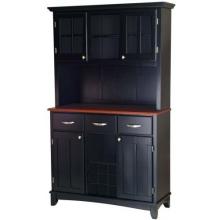 Home Styles Large Buffet Server & Hutch With Wood Top - Medium Cherry/Black