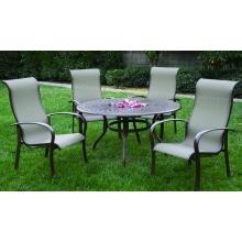 Darlee Fashion Sling Cast Aluminum Patio Dining Set With Ice Bucket Insert - 52 Inch Round