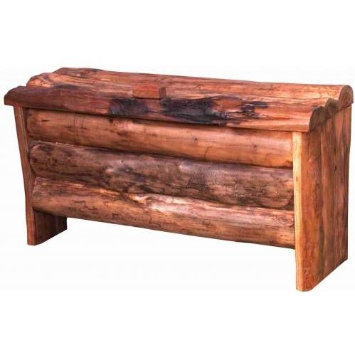 Rustic Teak Wood Split Log Quilt Storage Box